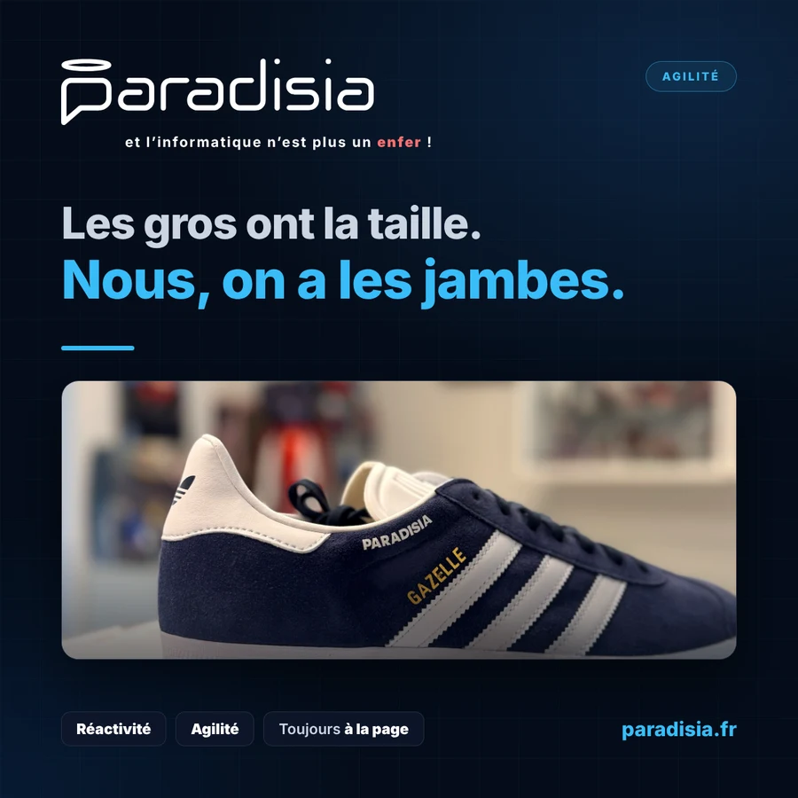 Basket Gazelle floquée Paradisia : « Les gros ont la taille. Nous, on a les jambes. »